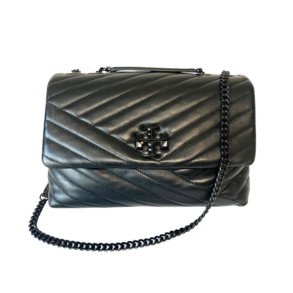 Tory Burch Kira Chevron Powder Coated Leather Quilted Convertible Shoulder Bag